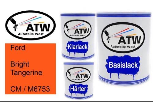 Ford, Bright Tangerine, CM / M6753: 1L Lackdose + 1L Klarlack + 500ml Härter - Set, von ATW Autoteile West.